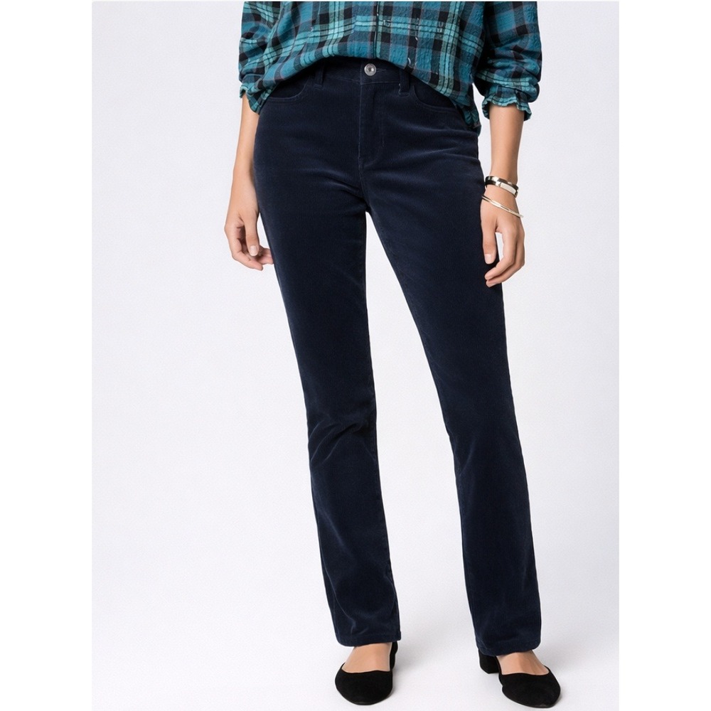 J. Jill Bootcut Fine Wale Corduroy Pant Dark Blue Mid Rise Stretch Cotton Size 8